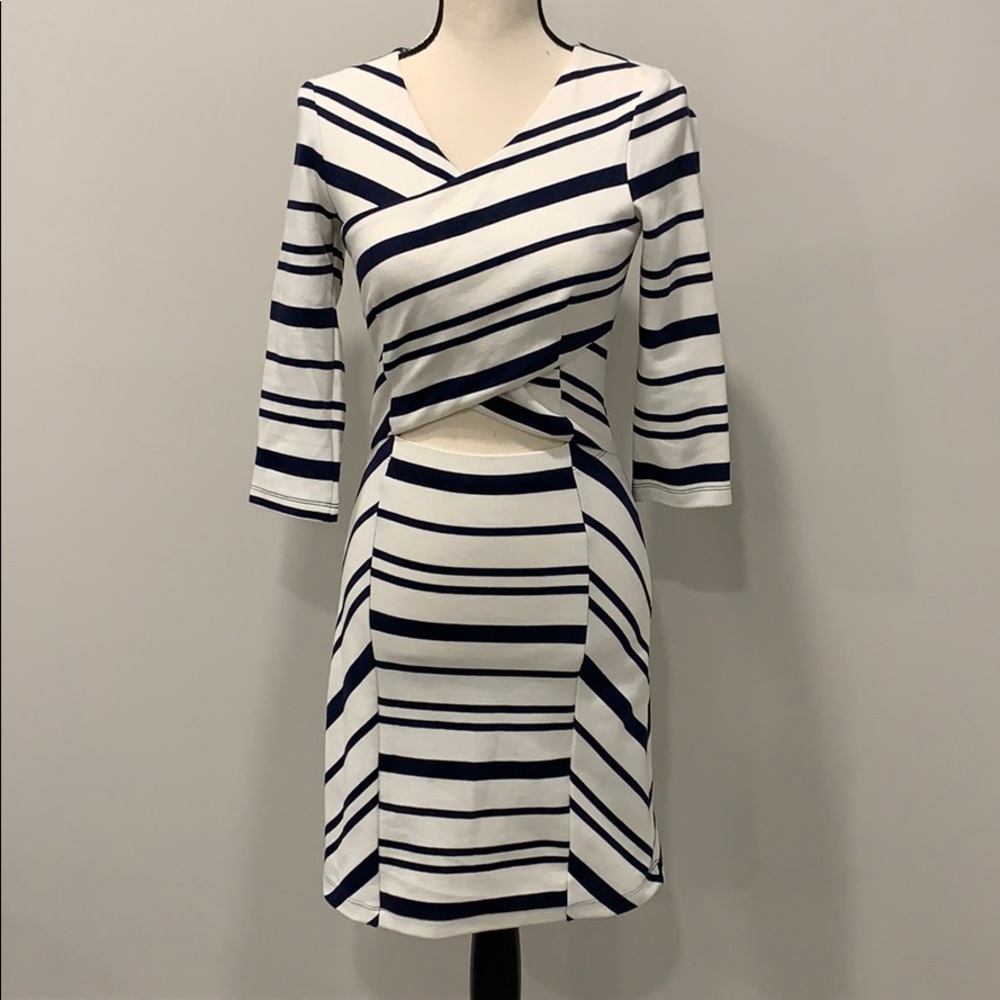 NWOT Ella Moss Blue/White striped cut out dress